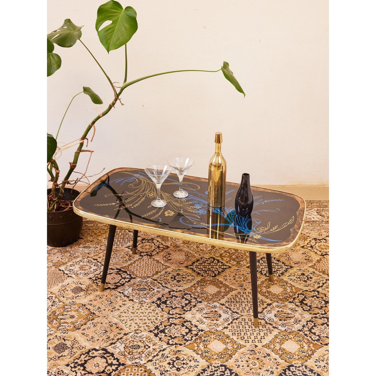 Table basse en verre Donna N°1544 - Bon état noir, DEBONGOUT