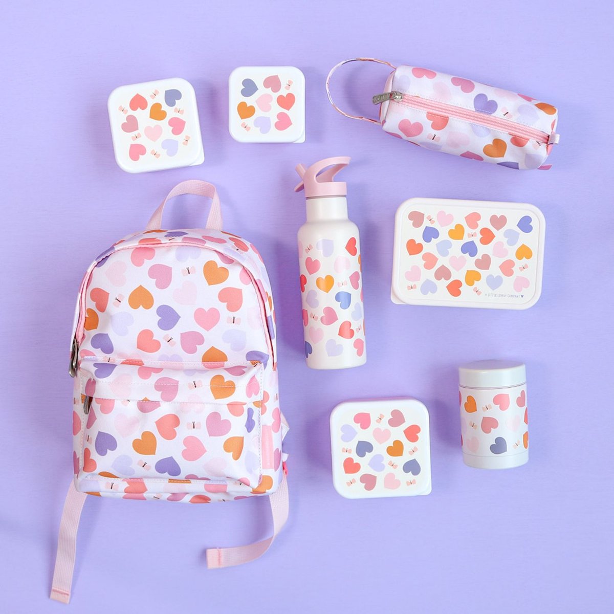 Lot de 4 boîtes à goûter rose, orange, violet, A LITTLE LOVELY COMPANY