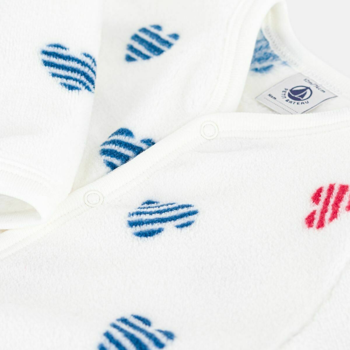 Baby's Winter Overpjama in Fleece with Hearts Print heart print, PETIT BATEAU