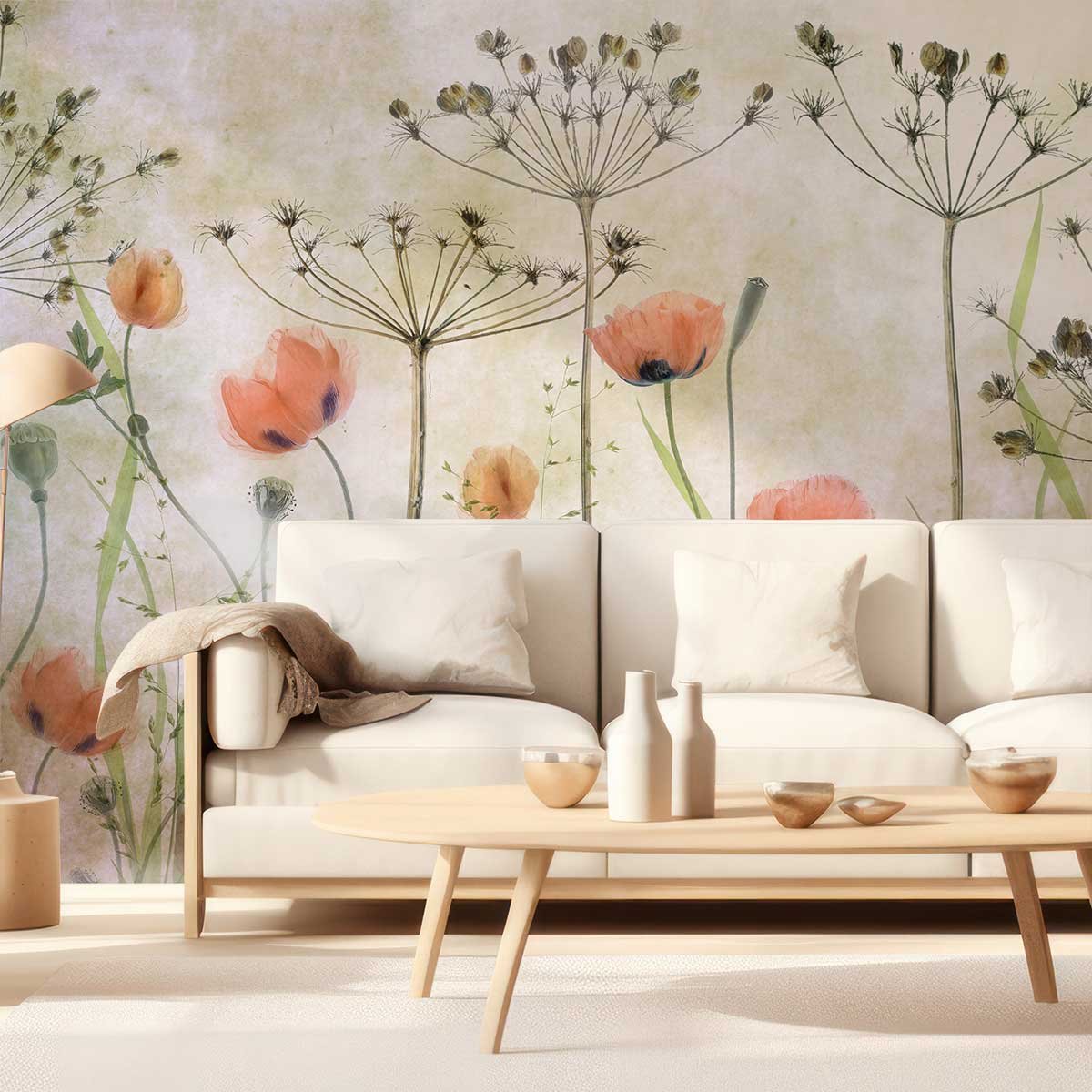 Papier peint coquelicots intissé, HEXOA