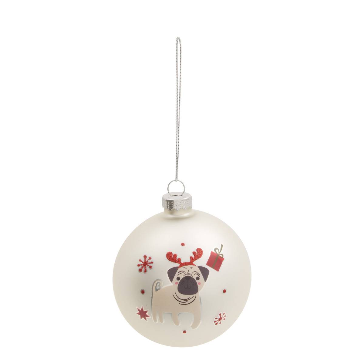 Boule de Noël en verre chien déguisé D. 80 mm modèle b, FEERIC LIGHTS & CHRISTMAS