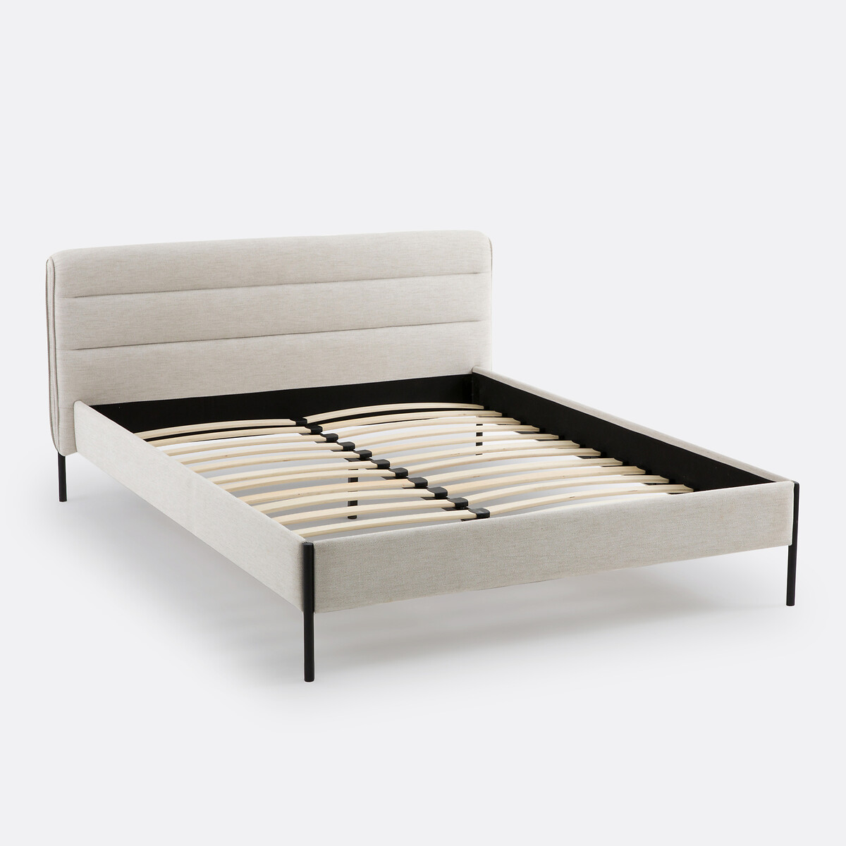 Gestoffeerd bed met lattenbodem, Obias mêlee ecru, LA REDOUTE INTERIEURS