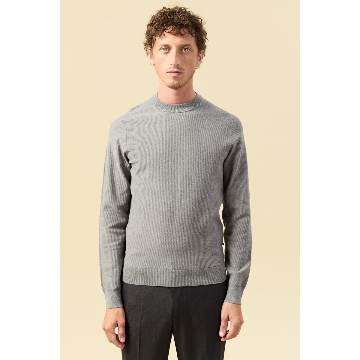Pull col rond manches longues gris, BONOBO