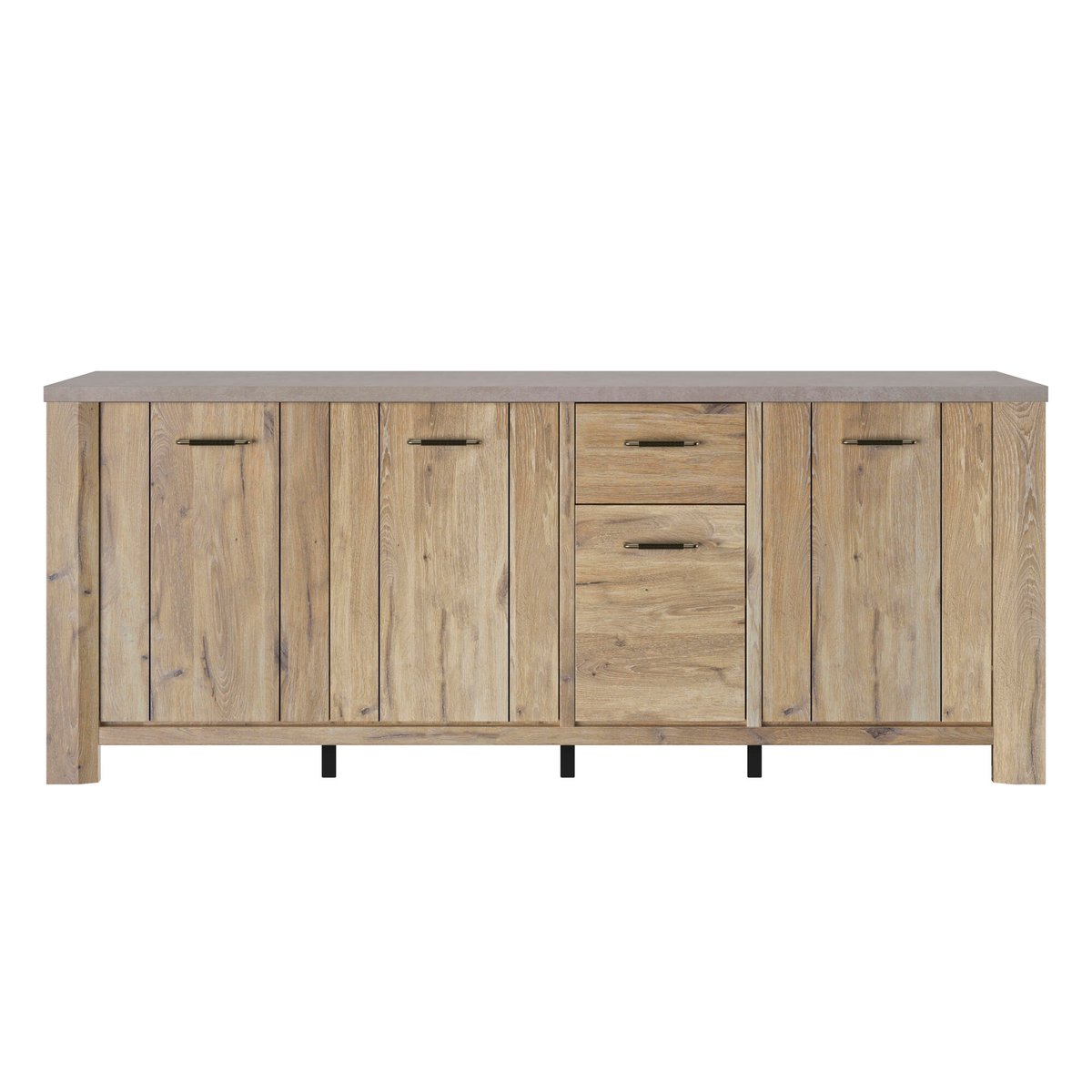 Buffet 4 portes avec finition minérale beige, GAMI