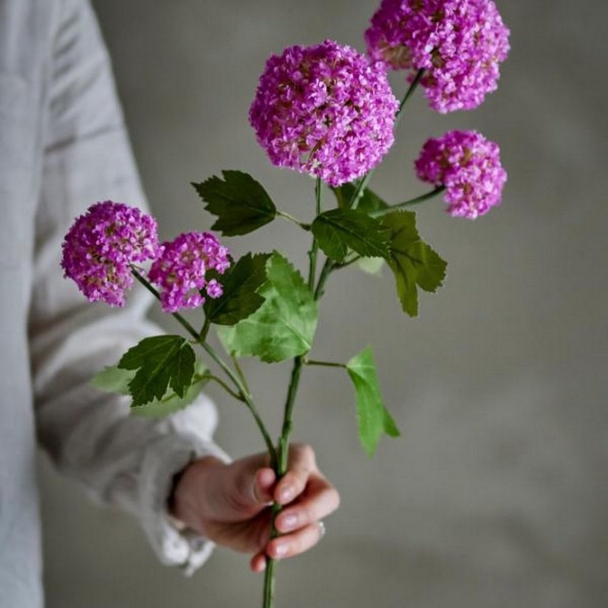Fleur hortensia boule de neige artificielle Snowball mauve, BLOOMINGVILLE