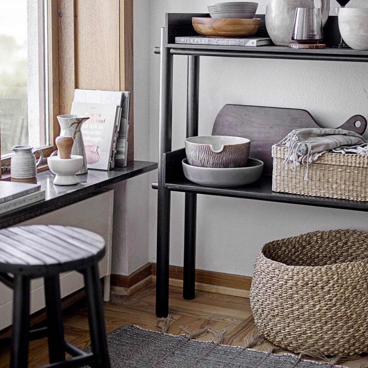 Tabouret en bambou H44cm - Bilbo noir, BLOOMINGVILLE