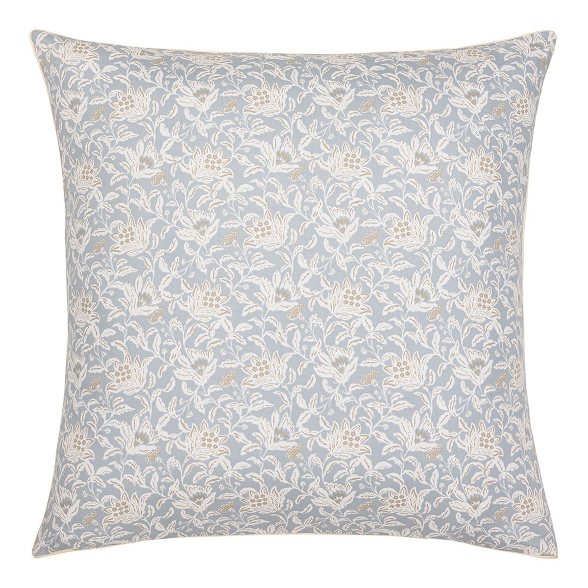 Taie d'oreiller imprimée en percale de coton, ROSÉE SAUVAGE bleu clair, ESSIX