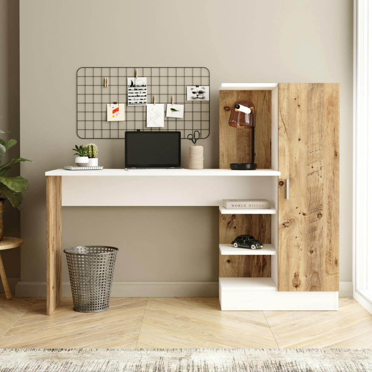 Bureau d'ado avec rangements étagères MARFA blanc, PIER IMPORT