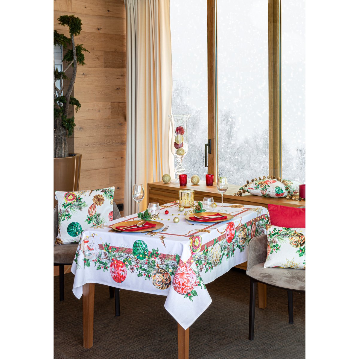 Nappe de NOËL DECORATION blanc/vert, NAF NAF HOME