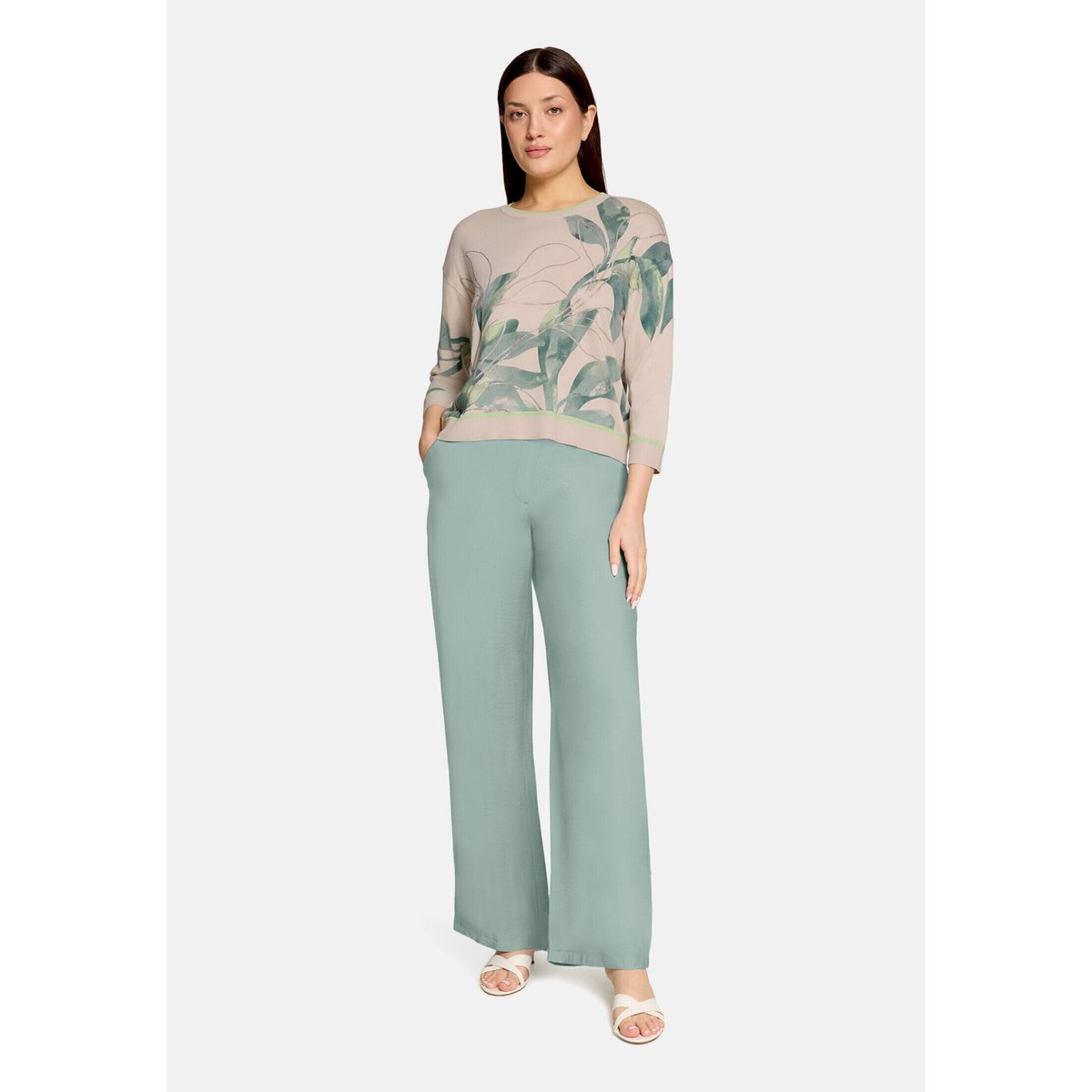 Pull-over en maille à imprimé beige/green, BETTY BARCLAY