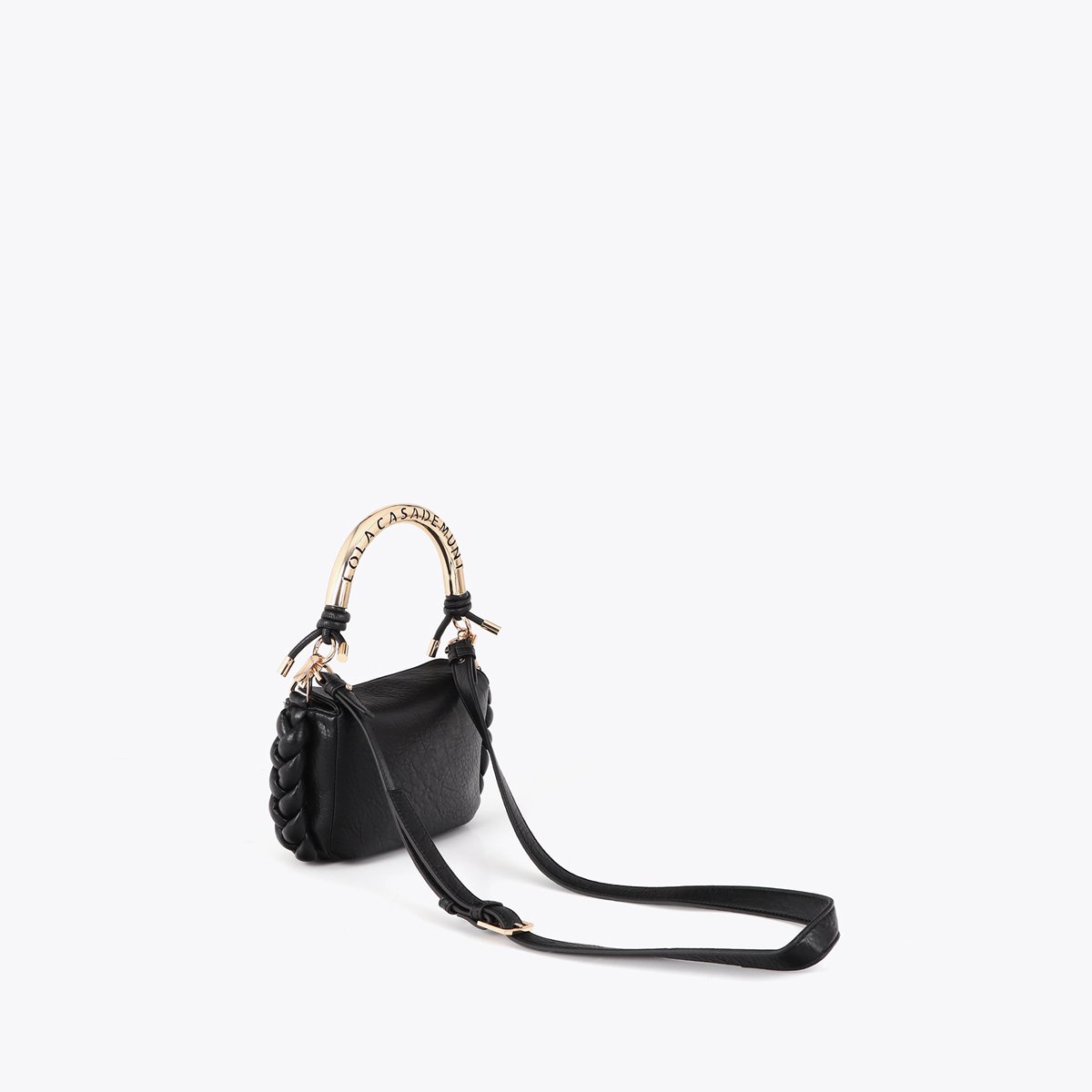 Sac à bandoulière à logo métallique avec clous noir, LOLA CASADEMUNT