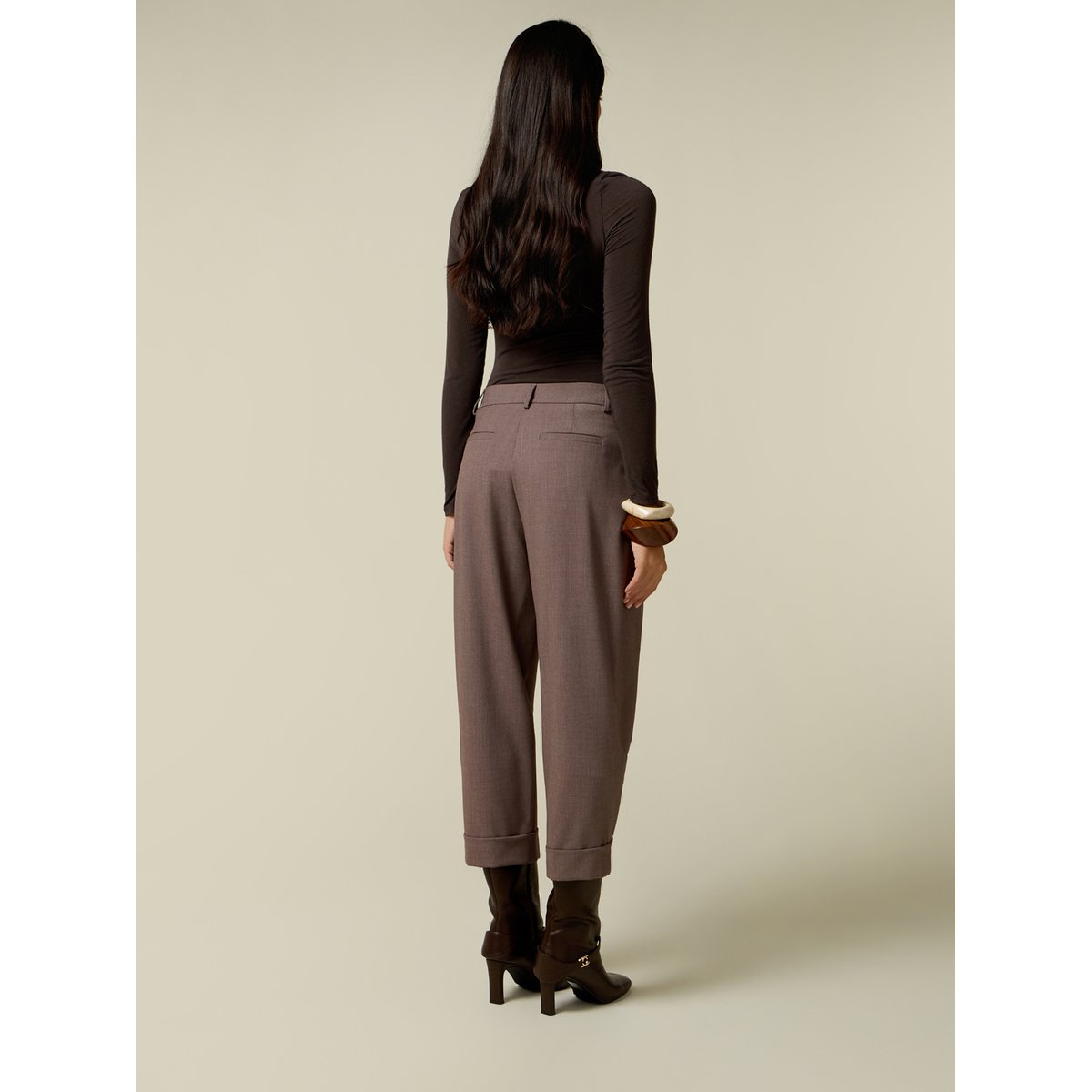 Pantalon court à pinces gris, OLTRE