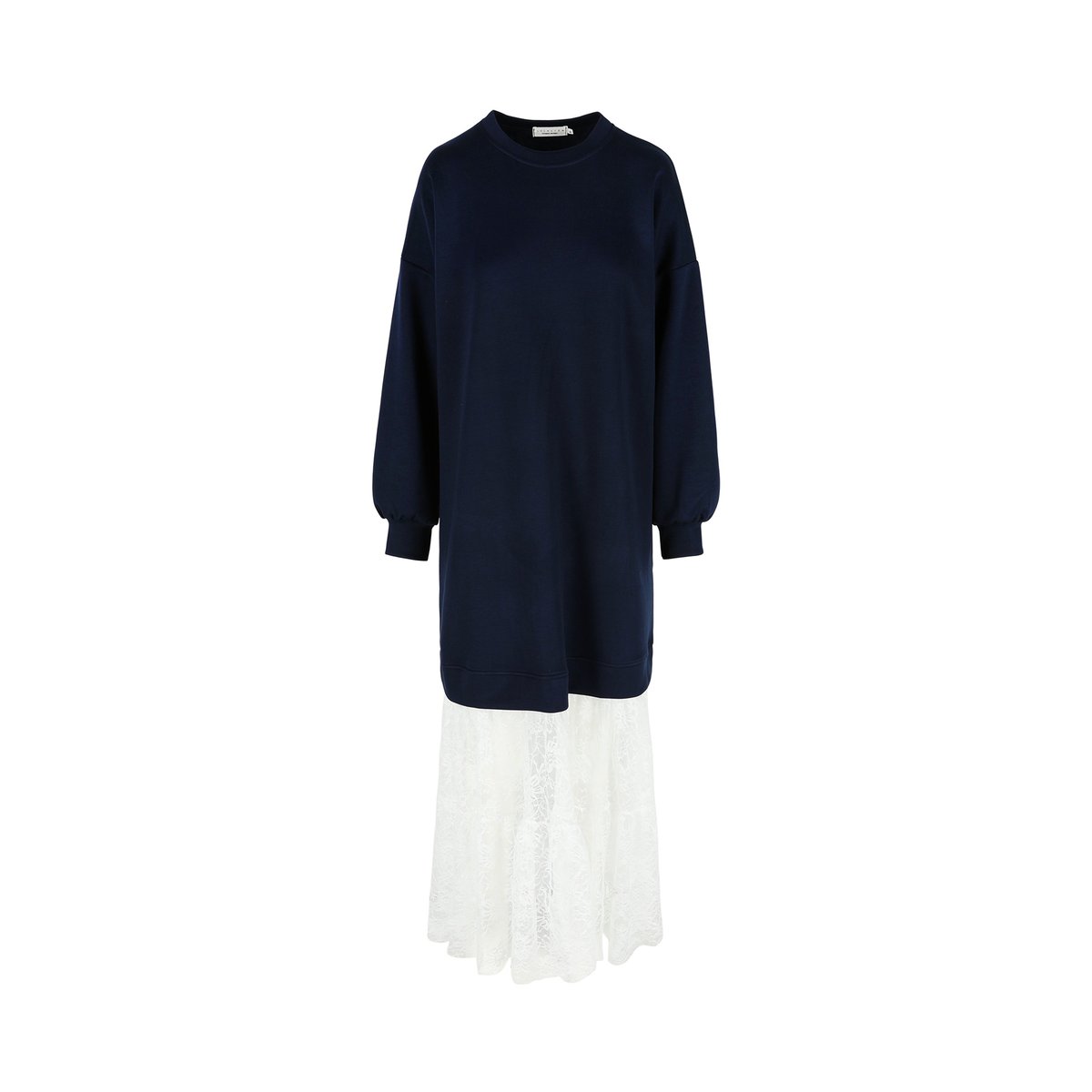 Robe sweat avec dentelle bleu marine, LOLALIZA