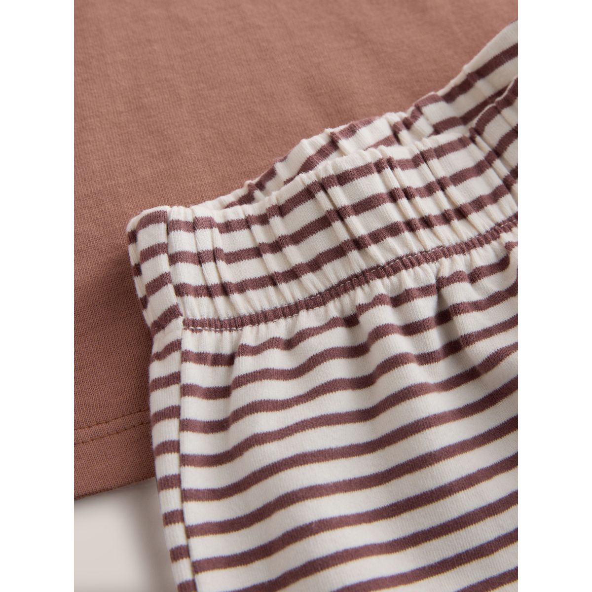 Ensemble t-shirt et pantalon large rayures cœur marron, NEXT