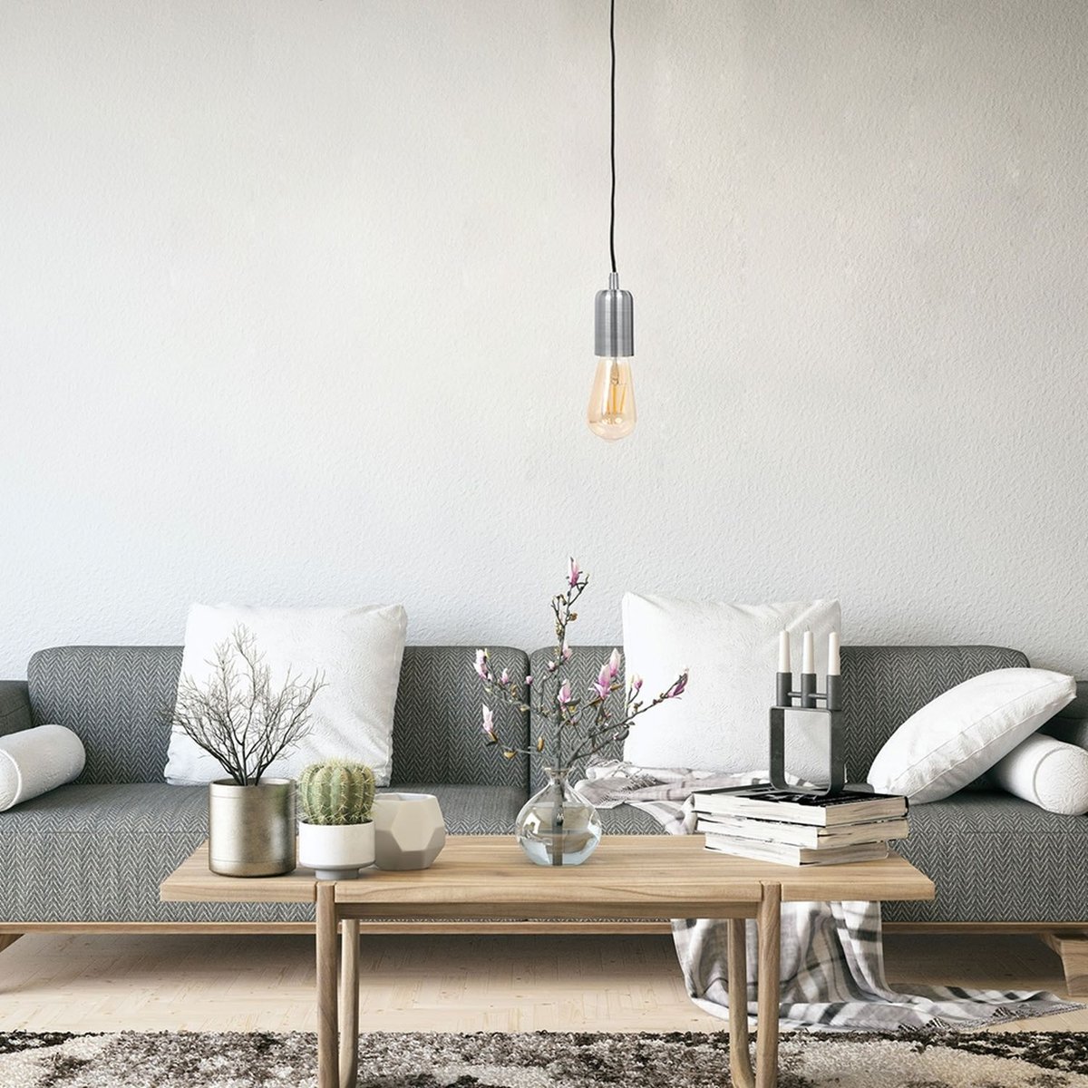 Suspension ampoule en métal INDUS gris, THE HOME DECO FACTORY