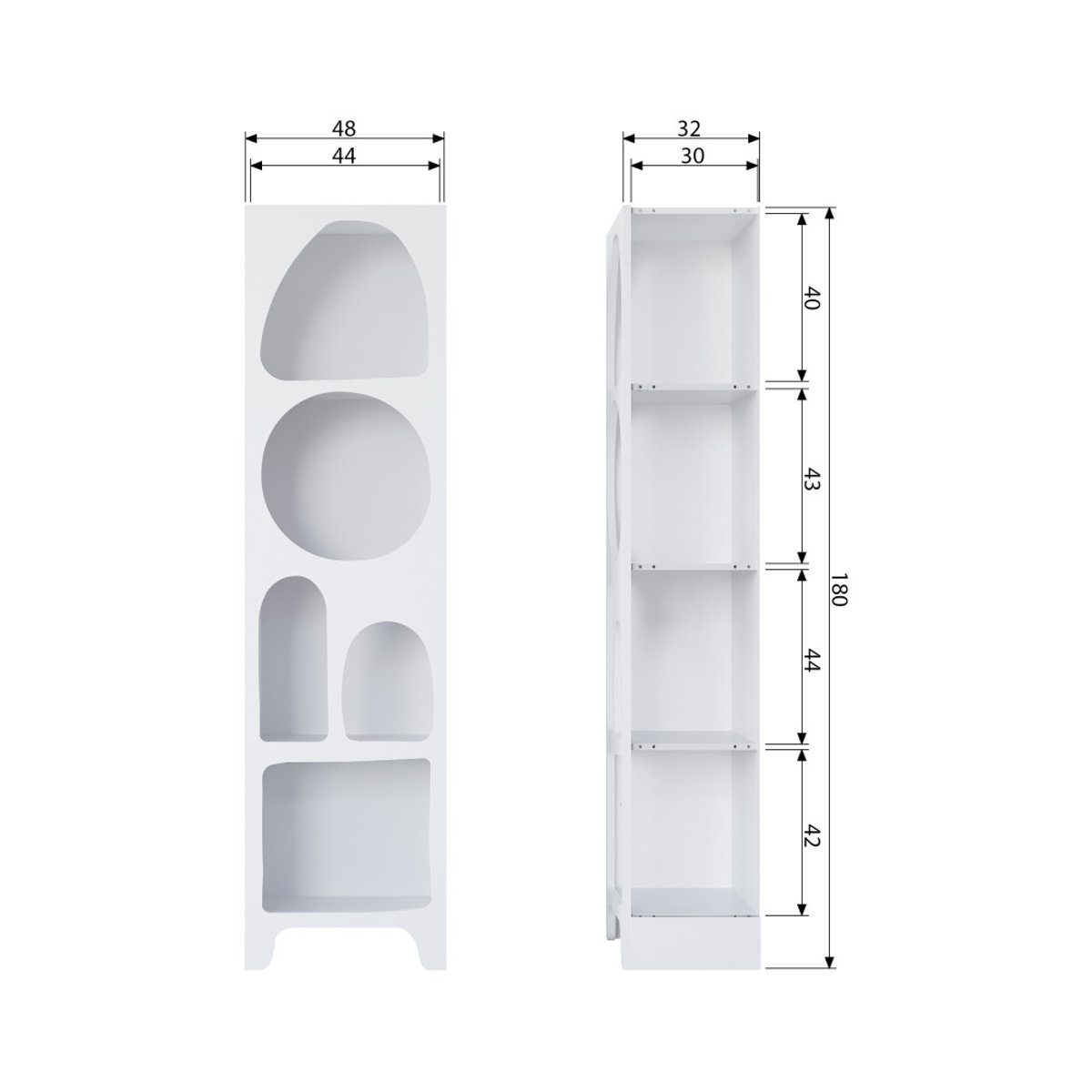 Colonne de rangement en bois 5 niches H180cm- CAZ blanc, WOOOD
