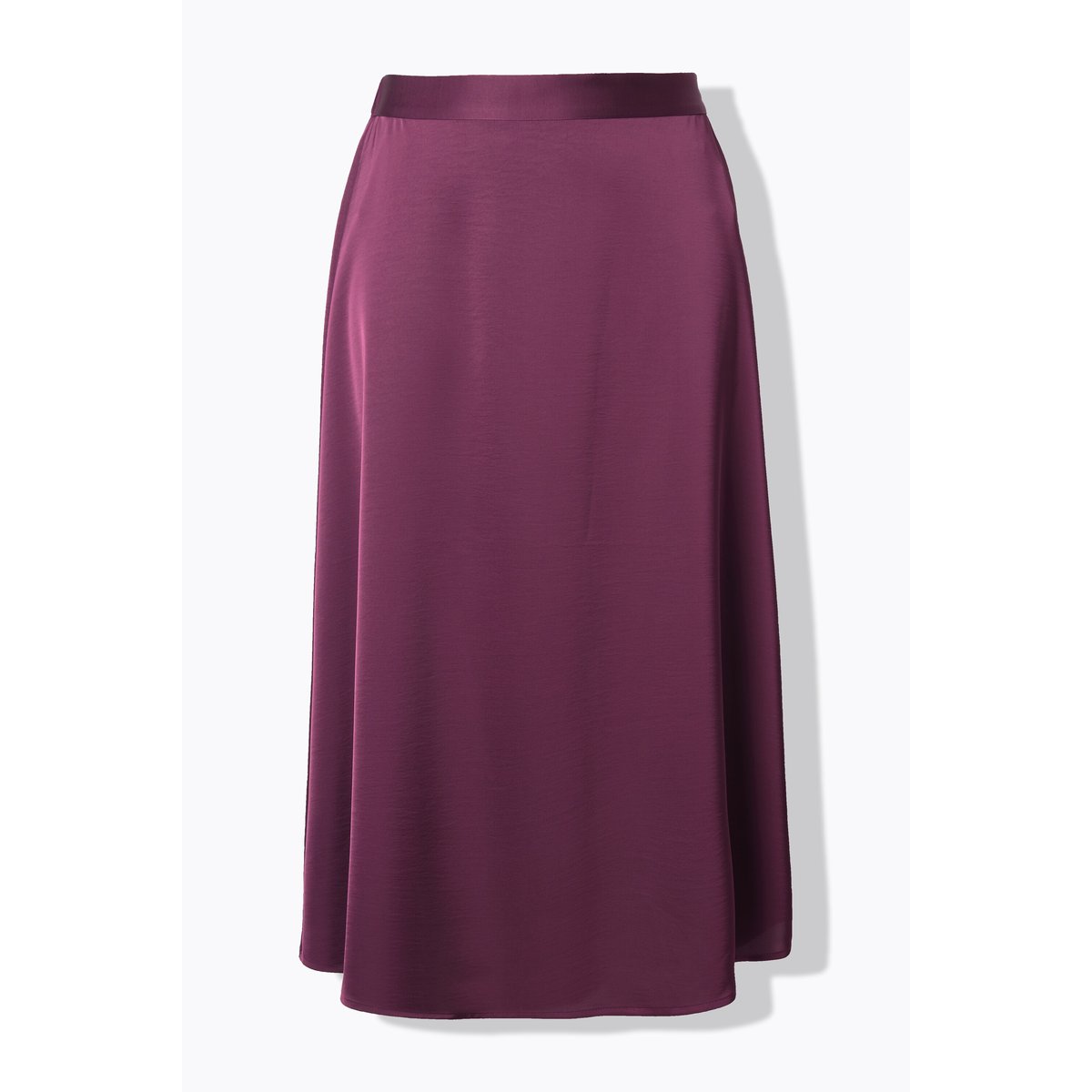 Jupe midi en satin rouge vin foncé, ULLA POPKEN