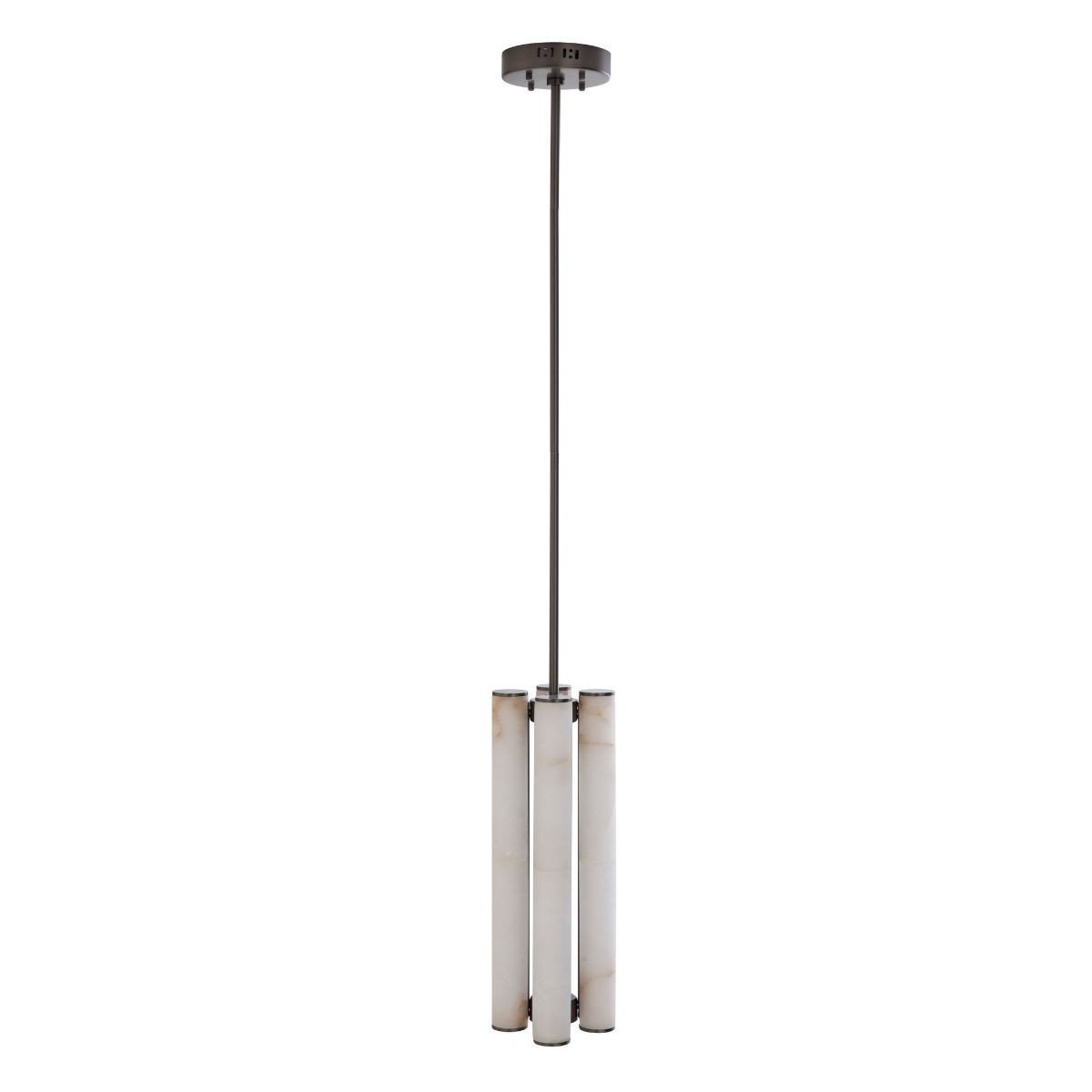 Lustre vertical en albâtre et métal H55 cm - MONTAIGNE noir, SIGNATURE