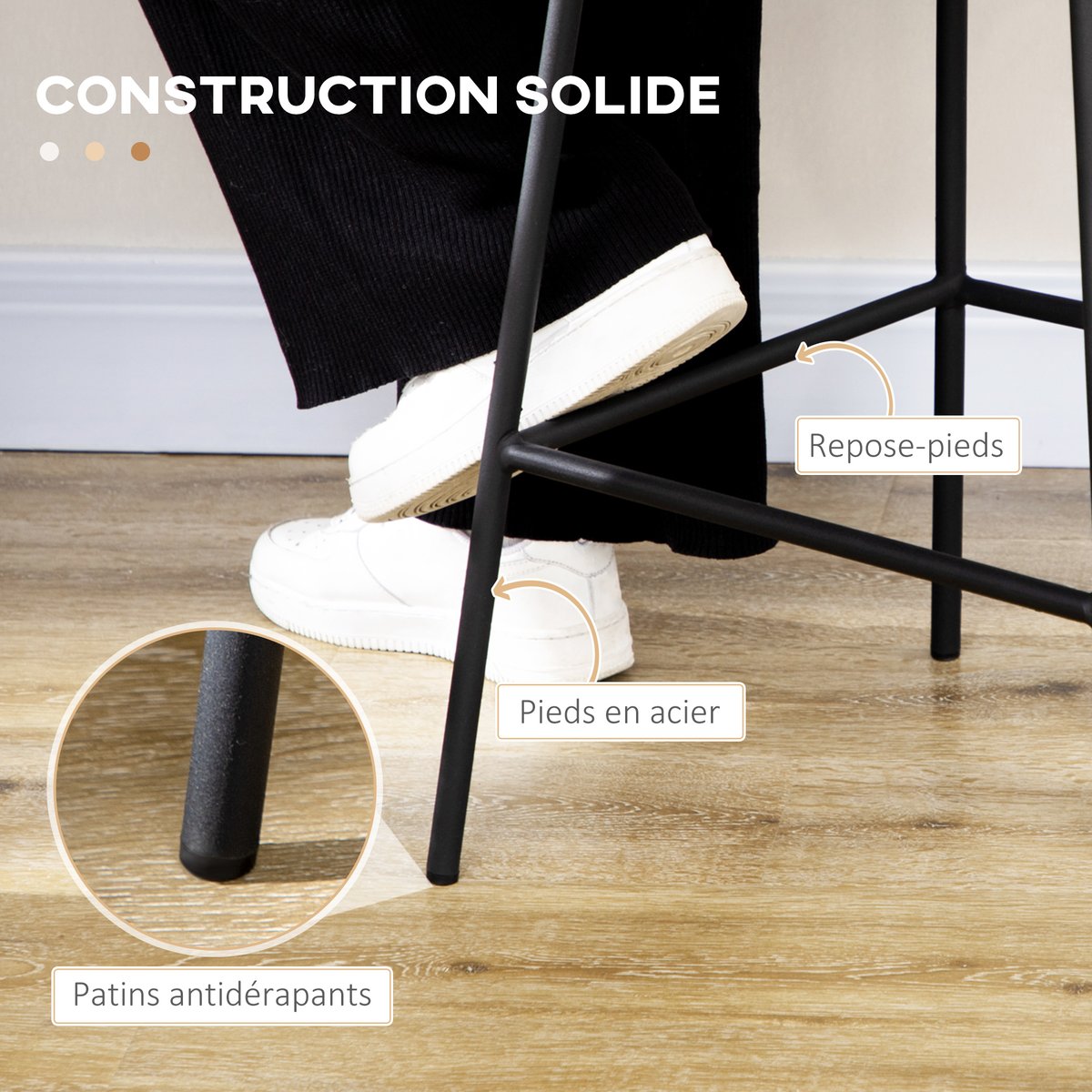 Tabouret de bar Résine tressée rotin PE Noir noir, HOMCOM