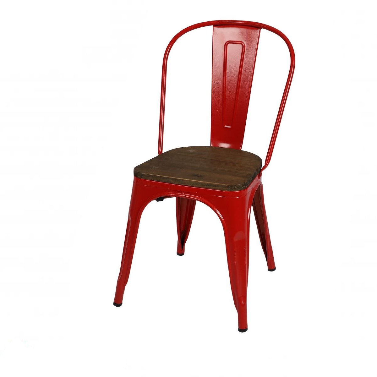 Lot de 4 chaises bistrot en bois et métal design vintage LIV rouge, TOILINUX