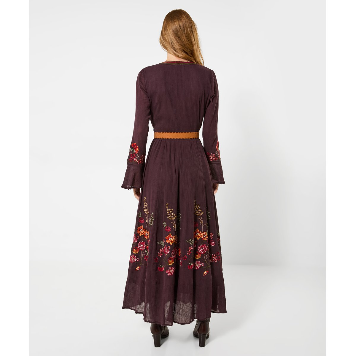 Magnifique Robe Longue Brodée Boutique marron, JOE BROWNS