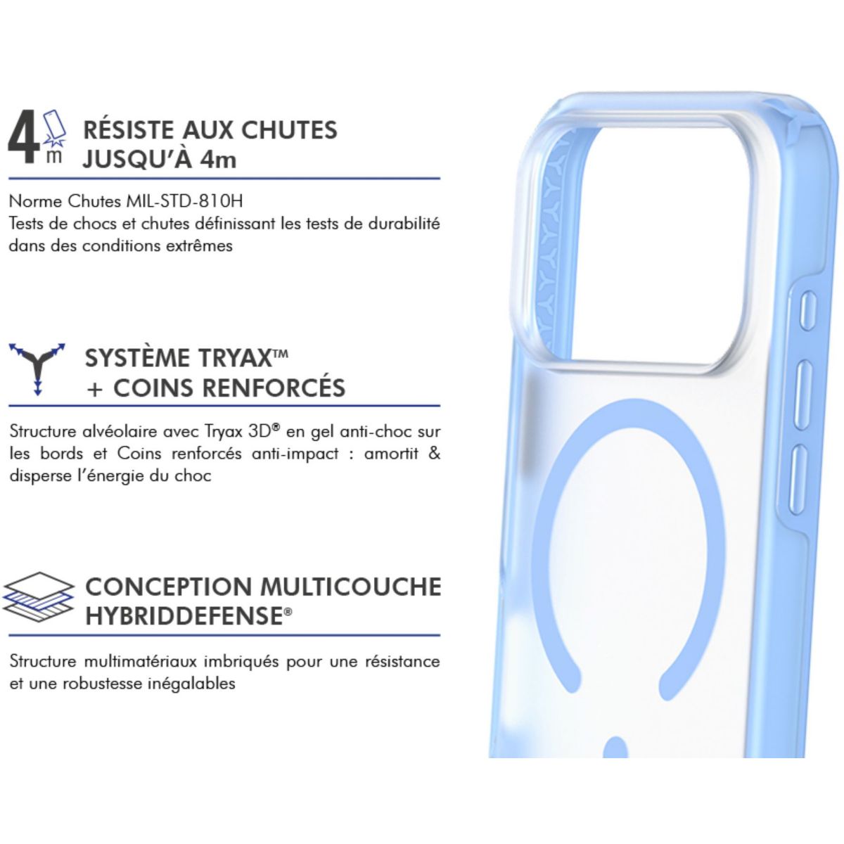 Coque iPhone 18 Pro Max/17 Pro Max Bleu clair couleur unique, FORCE CASE