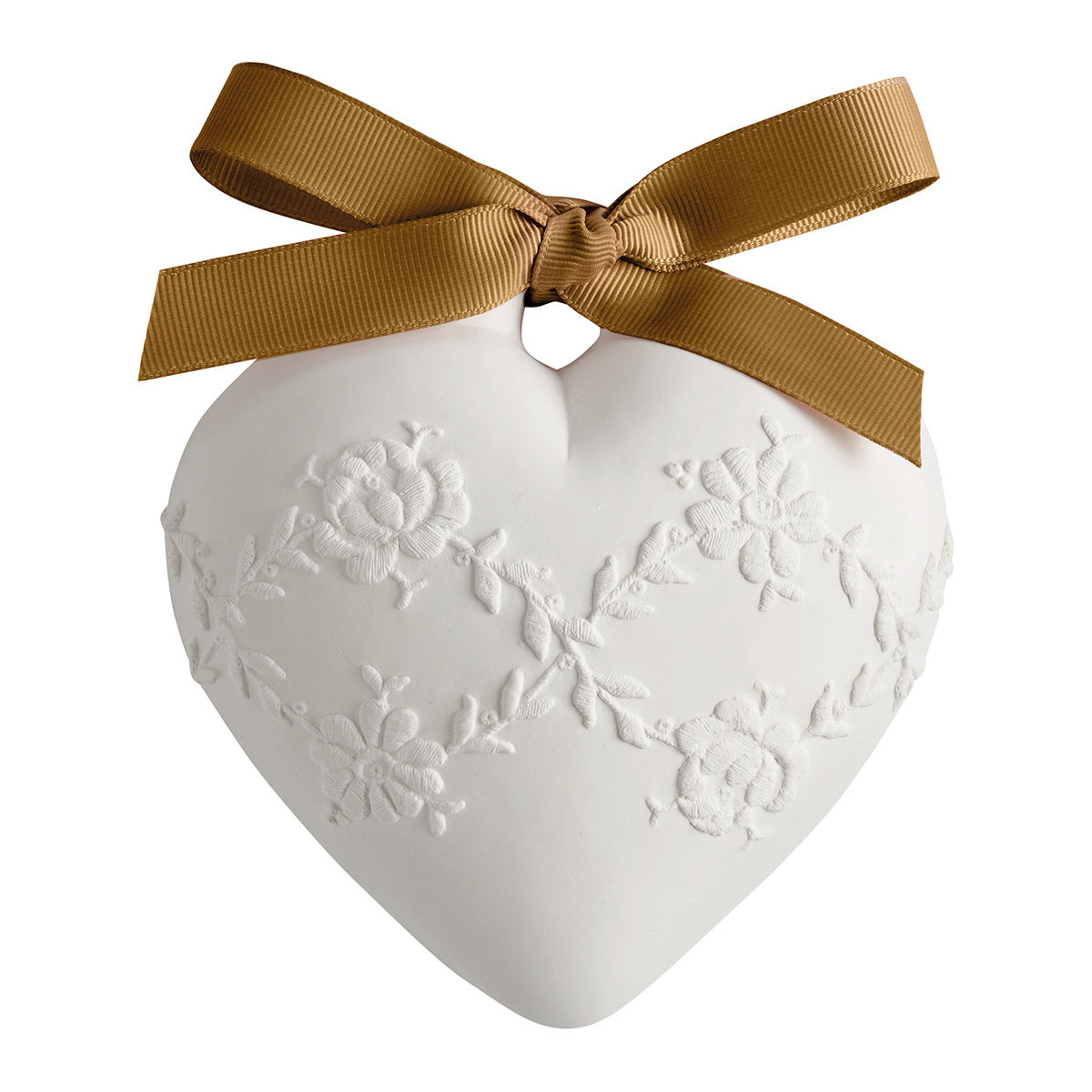 Décor parfumé Grand Cœur brodé CÈDRE ÉTERNEL blanc, MATHILDE M