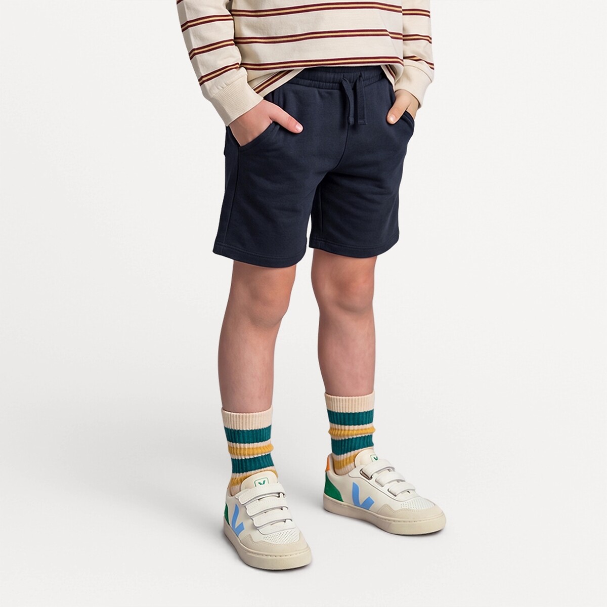 Pack of 3 Fleece Bermuda Shorts green/blue/beige, LA REDOUTE COLLECTIONS