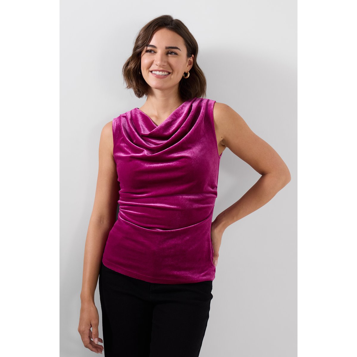 Haut Col Bénitier en Velours India rose, JOE BROWNS
