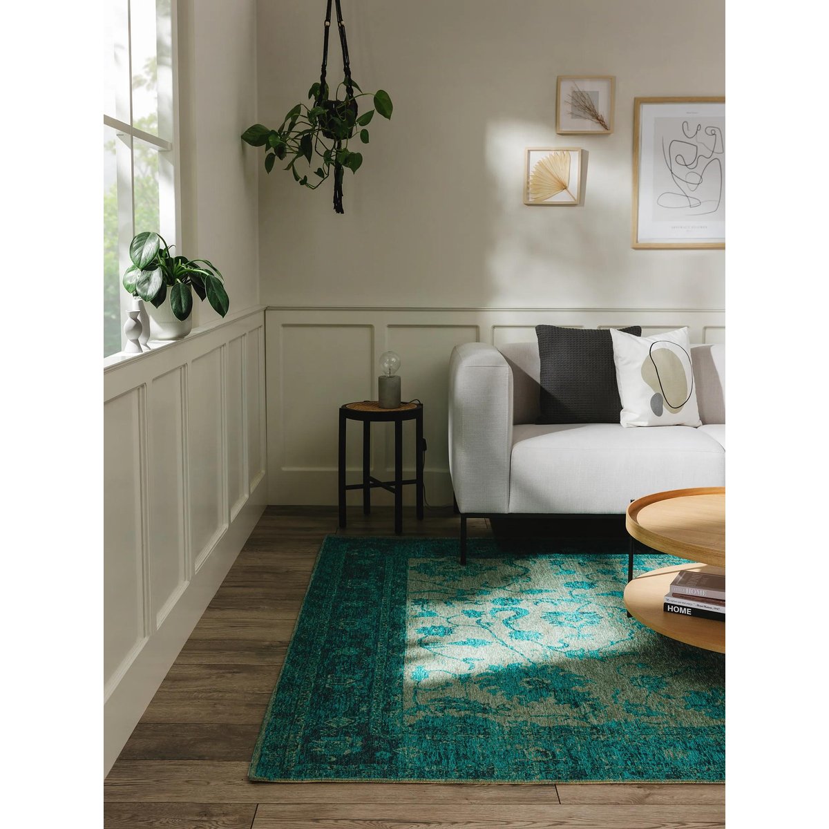 Tapis tissé à plat FRENCIE turquoise, BENUTA 