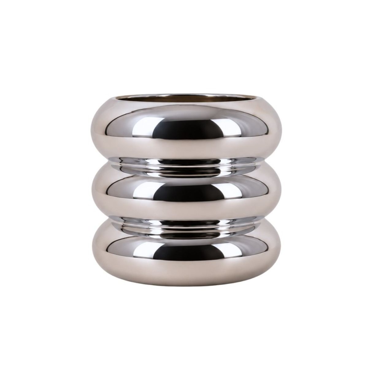 Vase en verre ceinture effet, H18cm gris, ORNAMI