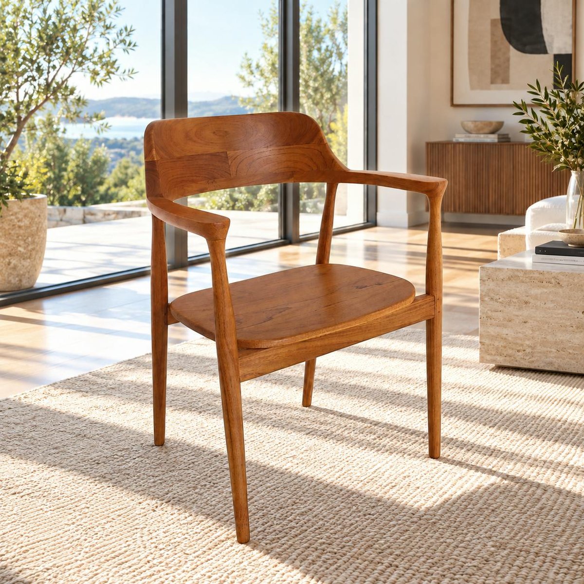 Chaise en bois avec accoudoirs (lot de 2) DEPOK bois naturel, PIER IMPORT