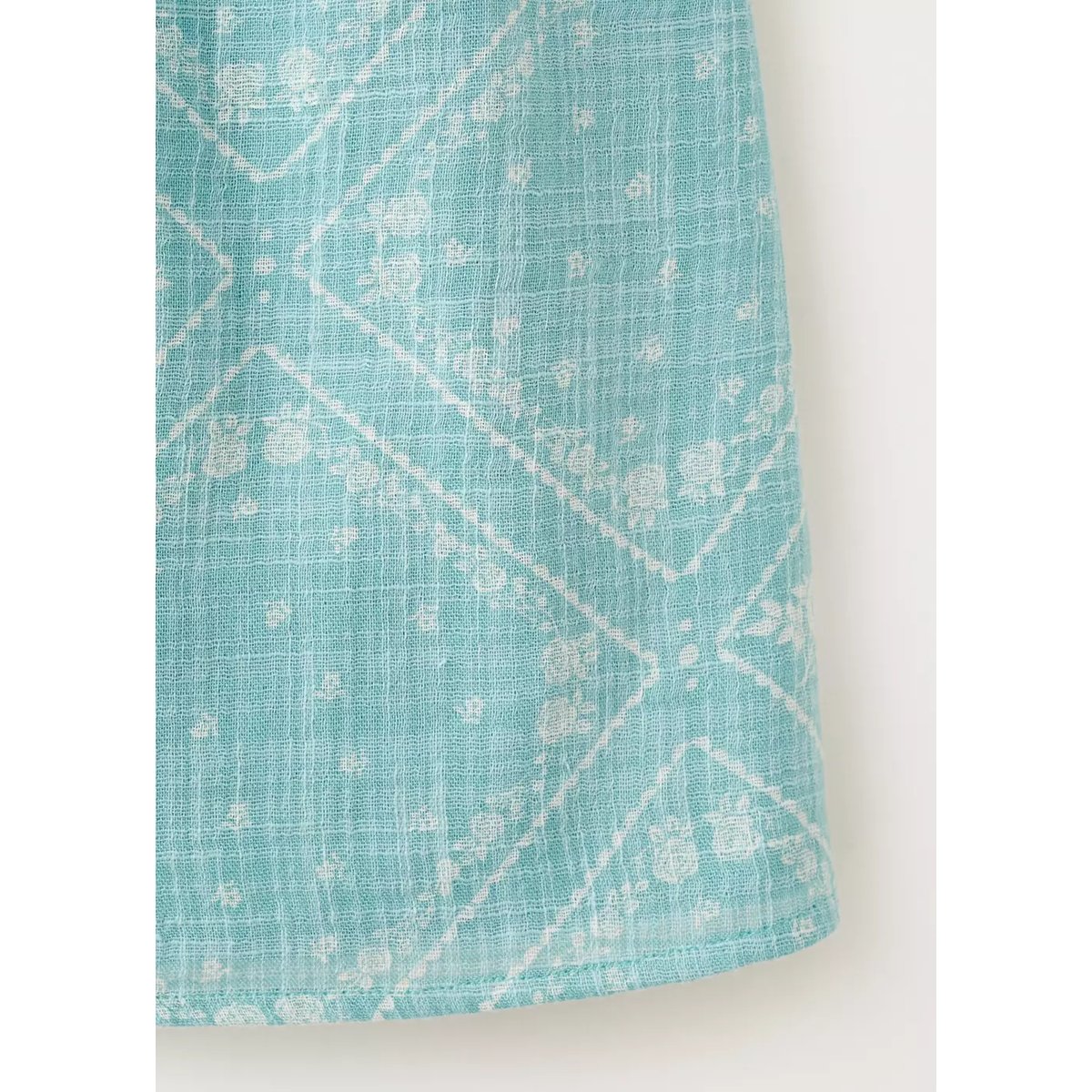 Blouse imprimée col Claudine turquoise, MANGO BABY