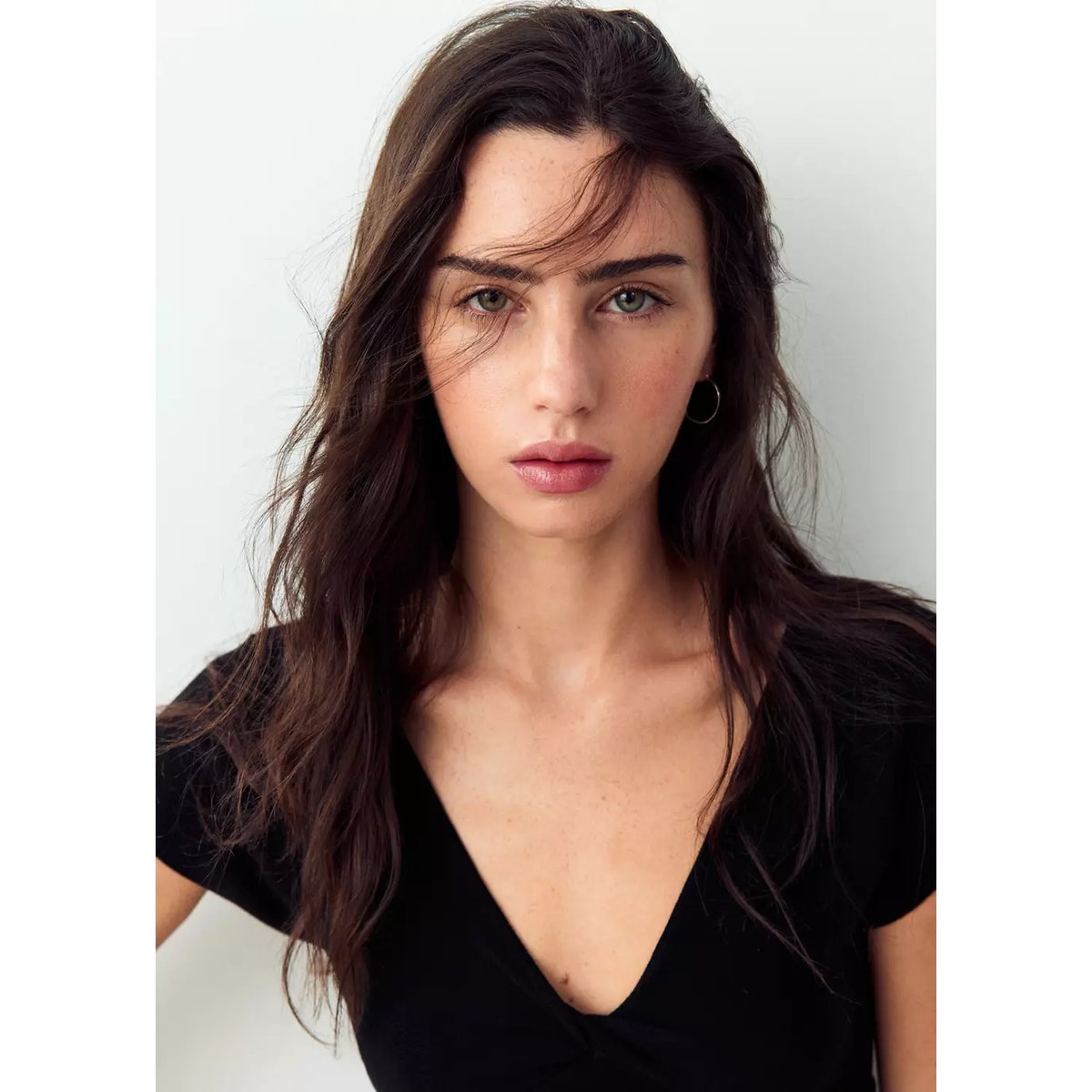 Top en maille col V noir, MANGO TEEN