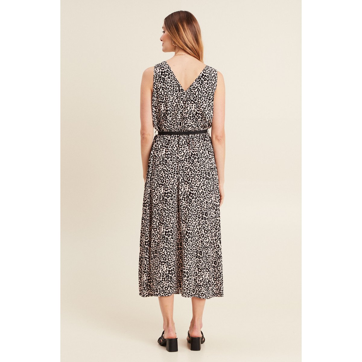 Robe midi évasée ceinturée rose pastel, BREAL