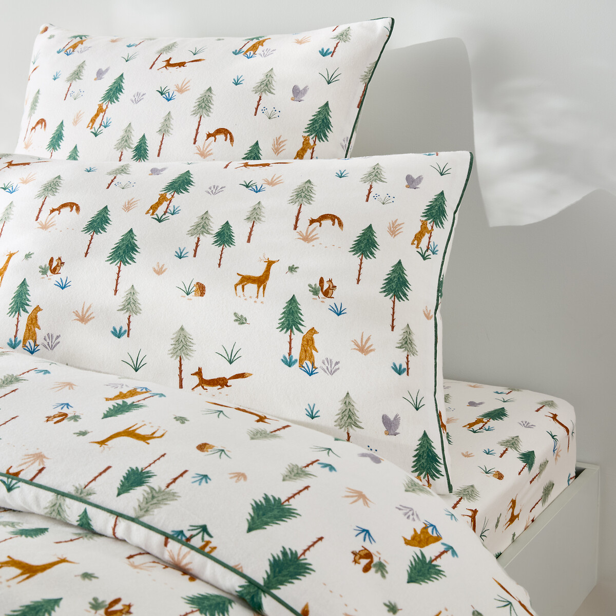 Funda de almohada para cama infantil, de franela, estampado de animales, GRIZZLY crudo, LA REDOUTE INTERIEURS