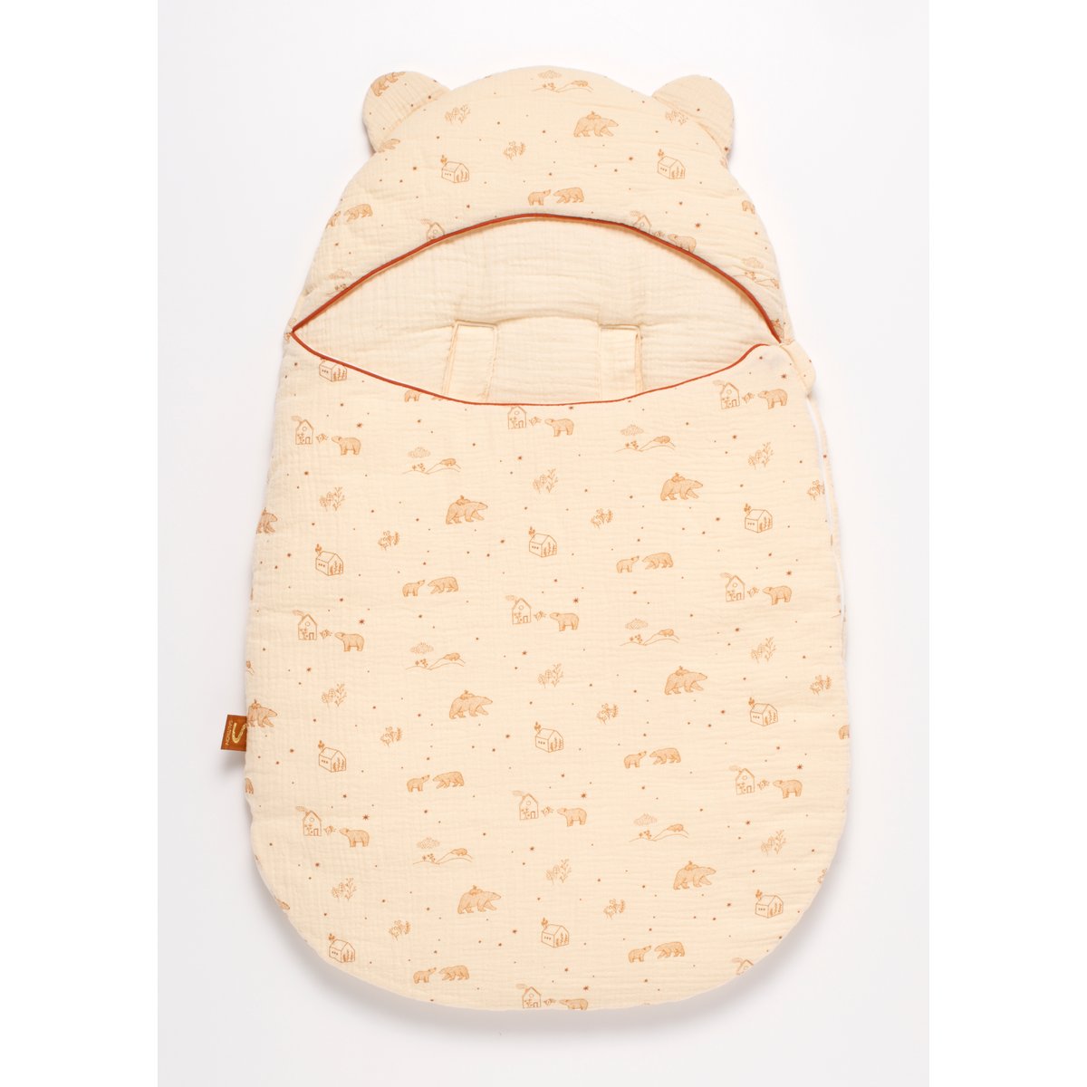 Nid d'ange gaze de coton 5 attaches beige, SAUTHON