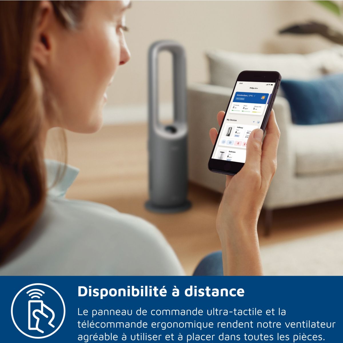 Purificateur d'air, ventilateur, chauffage AMF870/15 3-en-1 Série 8000, jusqu’à 70 m², Gris couleur unique, PHILIPS