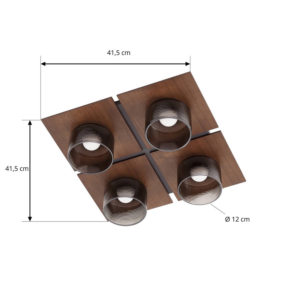 Plafonnier moderneLED, Eiko bois foncé, gris fumé, LUCANDE