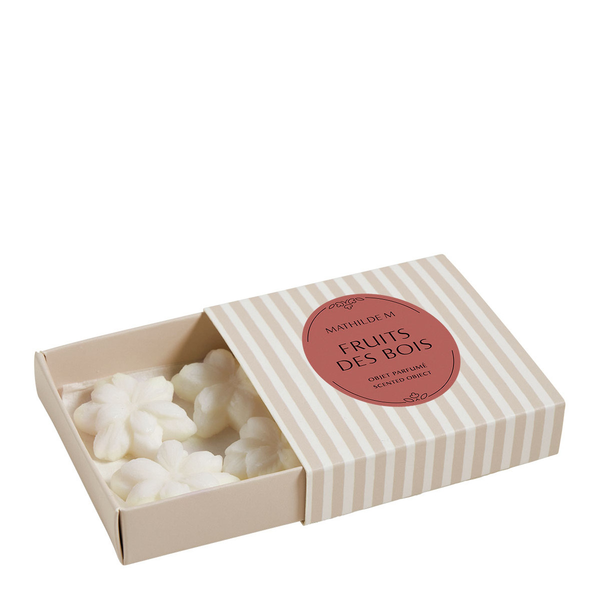 Coffret de 4 décors fondants en cire parfumée - FRUITS DES BOIS blanc, MATHILDE M