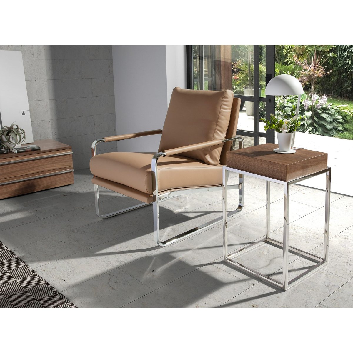 Fauteuil en similicuir taupe vison | gris, ANGEL CERDA