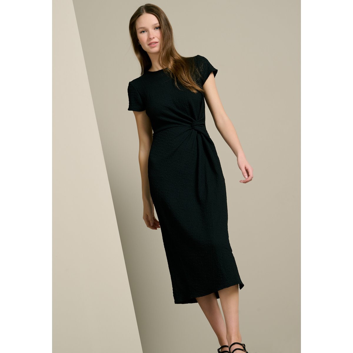 Robe maille twistée noir, LOLALIZA