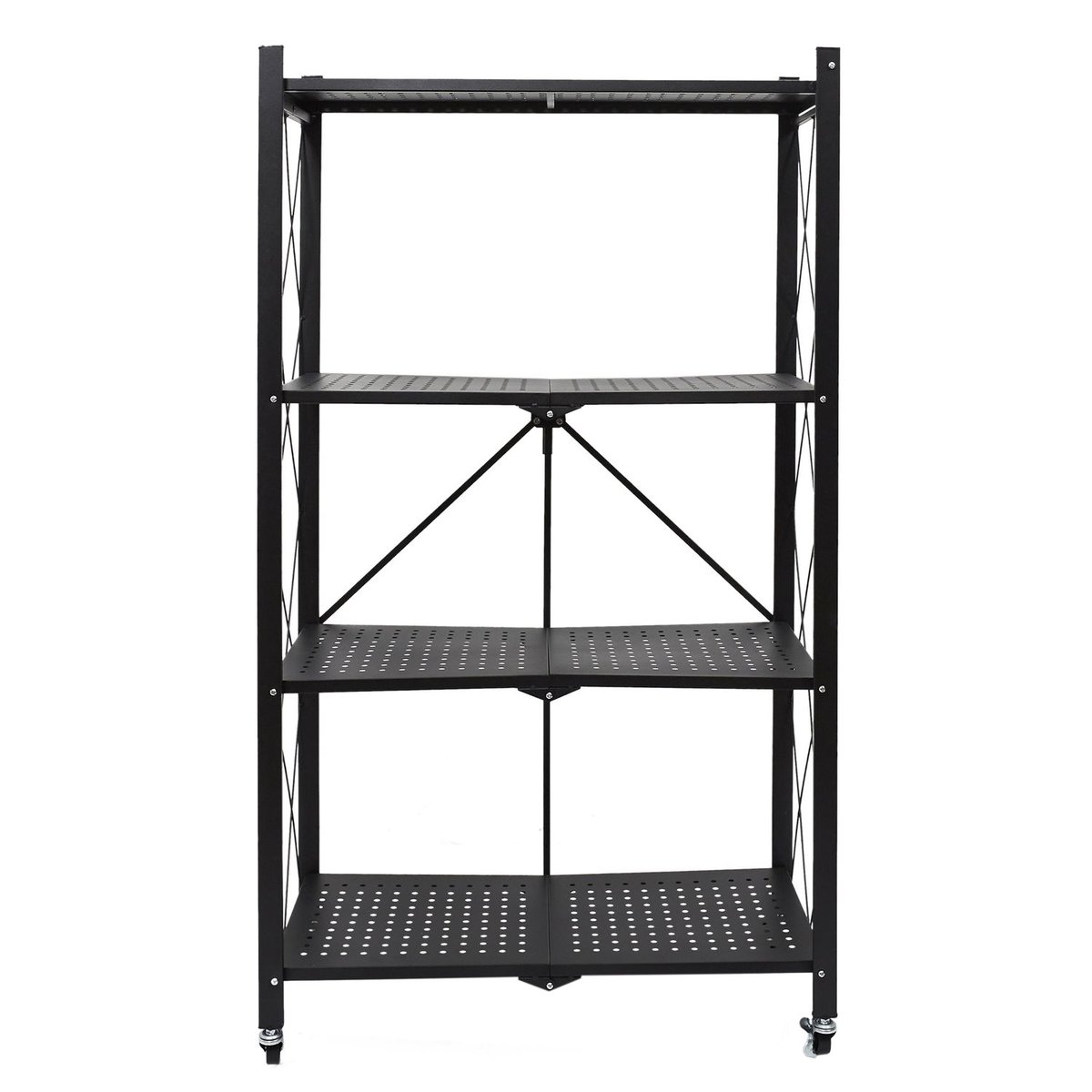 Etagère pliable 4 niveaux en fer et polypropylène noir, TOILINUX