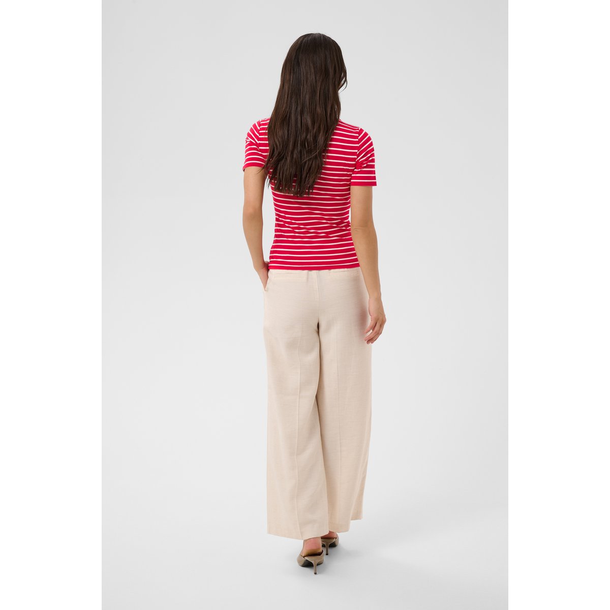 T-shirt à manches courtes rouge lipstick red chalk stripe cc, KAFFE