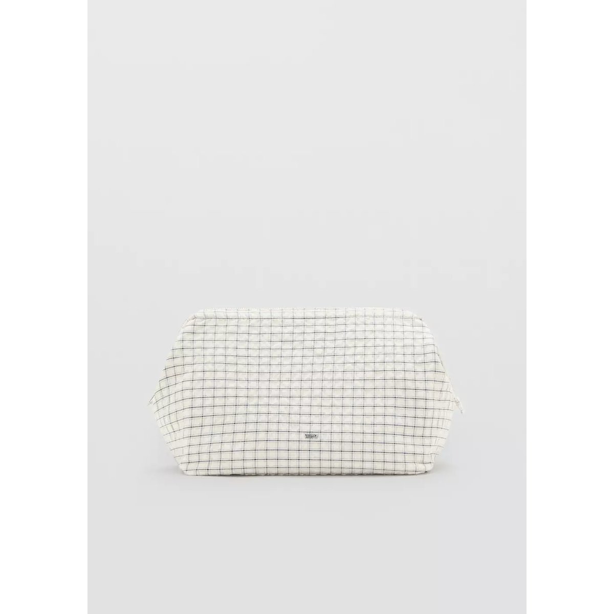 Trousse de toilette à carreaux en coton écru, MANGO