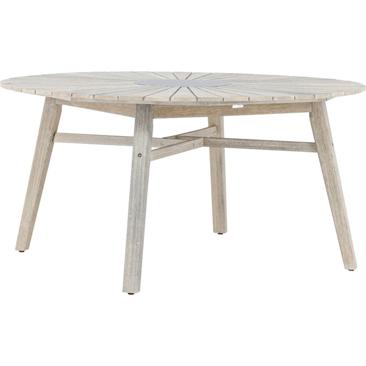 Table de jardin ronde bois collection RIVES bois blanchi et gris béton, RECOLLECTION