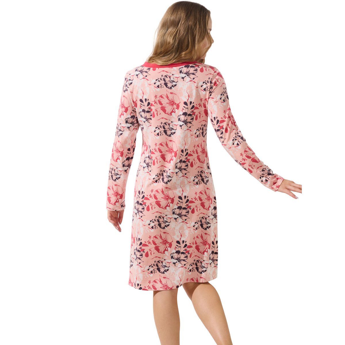Chemise de nuit manches longues Ocean corail, LISCA