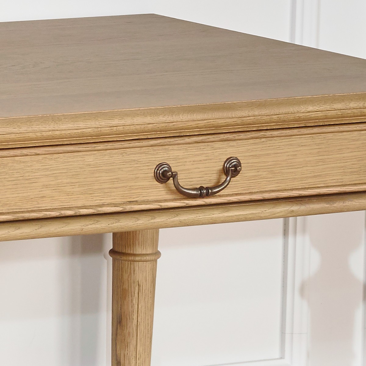 Bureau style shabby chic, plateau en chêne, 2 tiroirs YVAN marron, ROBIN DES BOIS