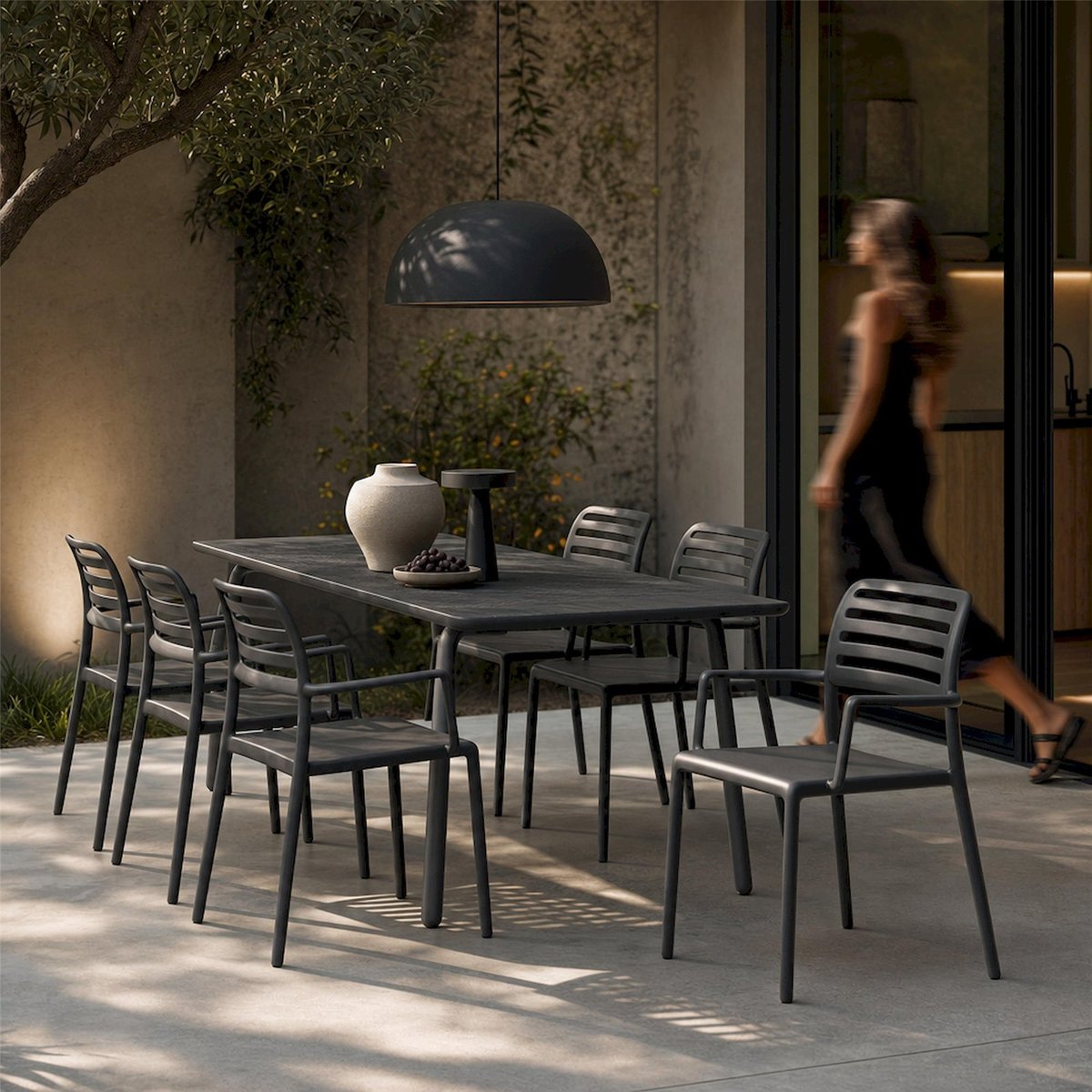 Chaise de jardin empilable collection COSTA anthracite, RECOLLECTION