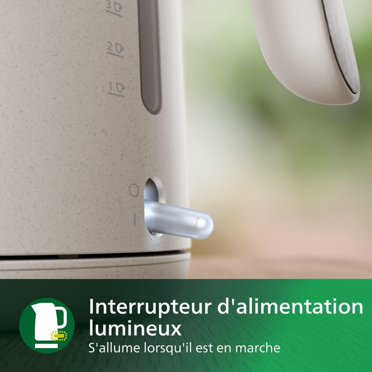 Bouilloire HD9365/10 électrique crème Conscious 1.7L, 2200W couleur unique, PHILIPS